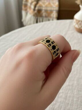 Mia Bijoux Noor Ring | Gold Statement | Stainless Steel | Size 9